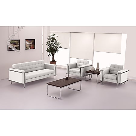 Flash Furniture Hercules Lesley Contemporary Bonded LeatherSoft™ Chair, White/Silver