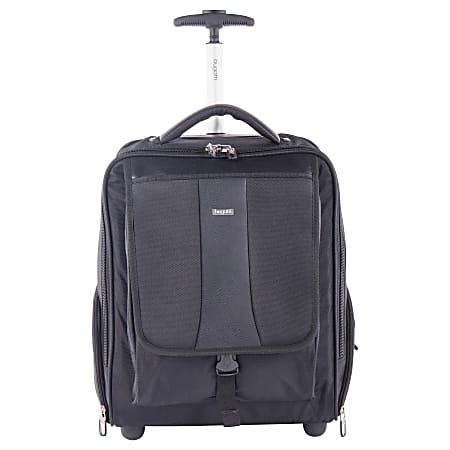 bugatti Carrying Case (Rolling Backpack) for 15.6" Notebook - Black - Ballistic Nylon - Shoulder Strap, Handle - 18" Height x 15" Width x 9" Depth