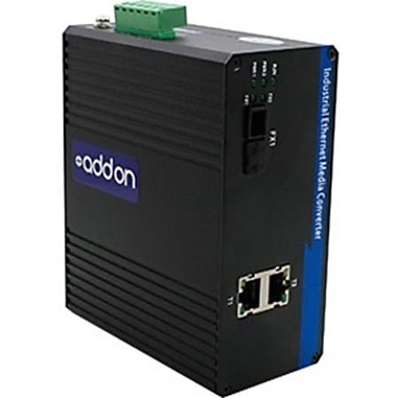 AddOn 2 10/100Base-TX(RJ-45) to 1 100Base-FX(SC) MMF 1310nm 2km Industrial Media Converter Switch - 100% compatible and guaranteed to work