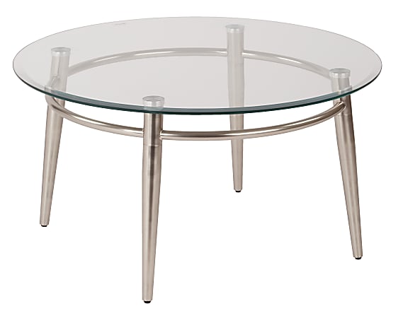 Ave Six Brooklyn Glass-Top Table With Metal Frame,