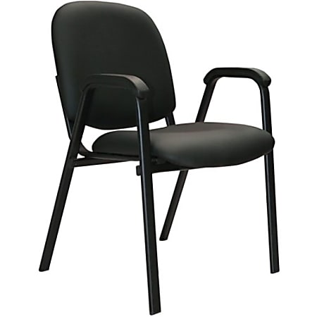 Office Stor Plus Stacking Bonded Leather Guest Chair With Arms Black ...
