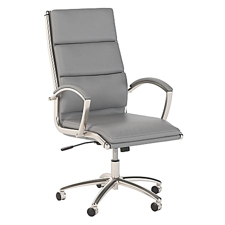 Bush Business Furniture Modelo Bonded Leather High-Back Office Chair, Light Gray, Standard Delivery
