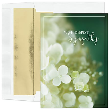 5 x 7 Sympathy Greeting Cards w/ Imprinted Envelopes - White flower