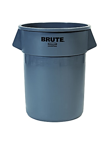 Rubbermaid® Commercial BRUTE® Round Plastic Refuse Container, 55 Gallon, Gray
