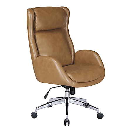 Office Star Blanchard Office Chair Ergonomic Faux Leather Mid-Back Task Chair, Nutmeg