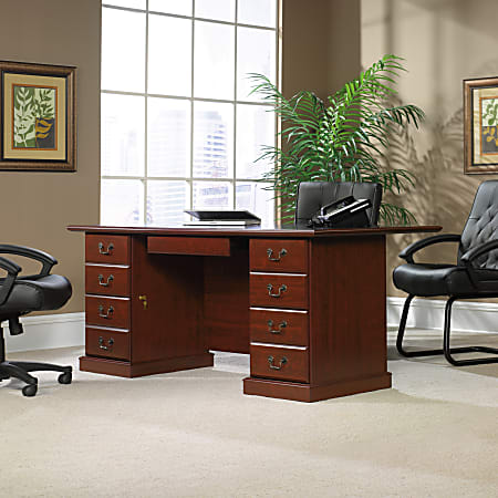 Sauder&reg; Heritage Hill 71"W Executive Computer Desk, Classic Cherry