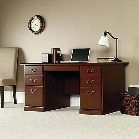 Sauder&reg; Heritage Hill 60&rdquo;W Executive Computer Desk, Classic Cherry