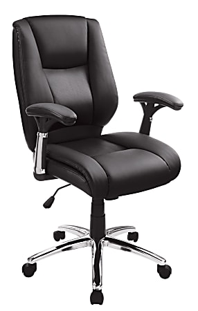 Realspace® Eaton Bonded Leather Manager Mid-Back Chair, Black