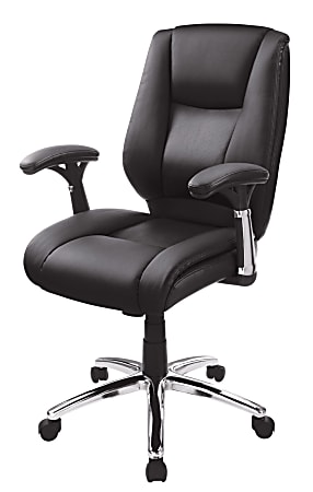 Office Depot, Realspace Eaton Bonded Leather Manager Mid Back Chair Black