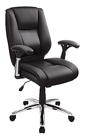 Realspace Eaton Bonded Leather Manager Mid Back Chair Black
