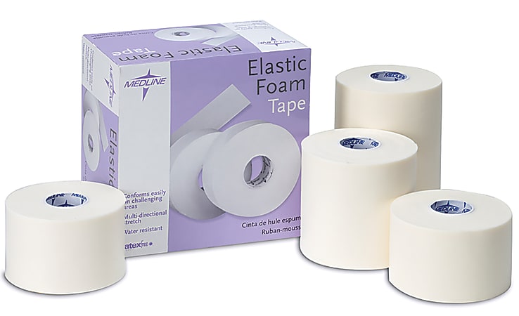 CURAD® Elastic Foam Adhesive Tape, 3" x 5 1/2 yd., White, 4 Rolls Per Box, Case Of 6 Boxes
