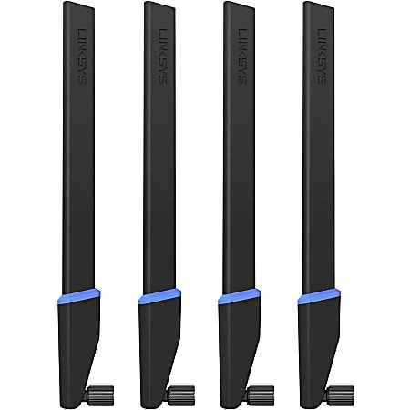 Linksys WRT004ANT High-Gain Antennas 4-Pack - Range  - Black - Omni-directional - RP-SMA Connector - WRT004ANT