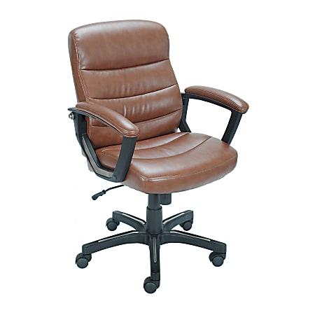 Just Simple Puresoft Mid-Back Chair, 38 1/2"H x 24 3/4"W x 26 1/4"D, Brown