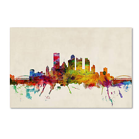 Trademark Global Pittsburgh, Pennsylvania Gallery-Wrapped Canvas Print By Michael Tompsett, 22"H x 32"W
