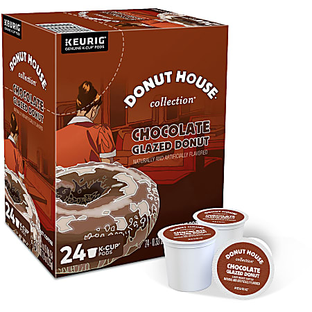 Donut House Single Serve Coffee K Cup Chocolate Glazed Donut Carton Of 24 ODP Business Solutions
