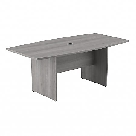 Bush Business Furniture 72"W x 36"D Boat-Shaped Conference Table With Wood Base, Platinum Gray, Standard Delivery
