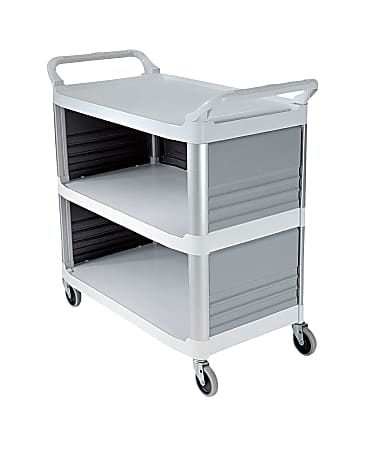 Rubbermaid® Commercial Xtra 3-Shelf Utility Cart, 37 13/16"H x 20"W x 40 5/8"D, Off-White