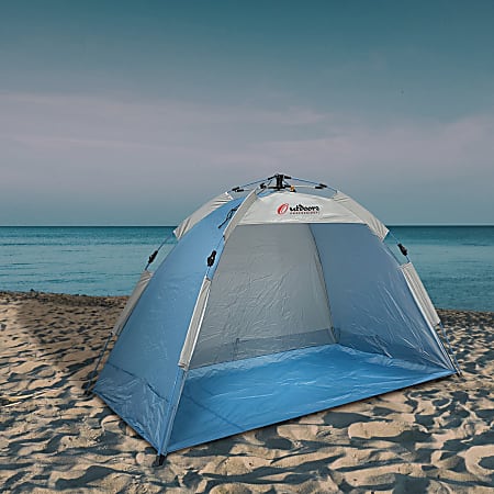 Outdoors Professional Beach Summer Automatic Pop-Up Sun Shelter, 43”H x 39”W x 75”D, Blue