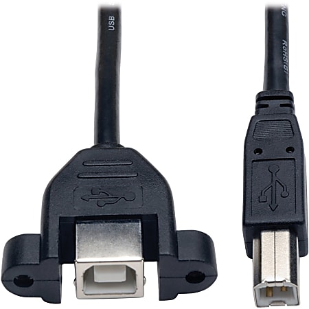 Tripp Lite 1ft Panel Mount USB 2.0 Extension Cable USB B to Panel Mount B Male / Female - (B M to Panel Mount B F) 1-ft.