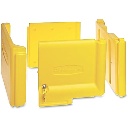 Rubbermaid Commercial Locking Janitor Cart Cabinet - 20" x 16" x 11.2" - Yellow - Polyethylene