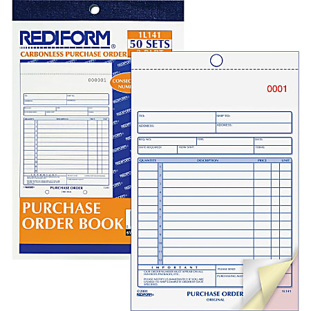 Rediform 3-Part Carbonless Purchase Order Book - 50