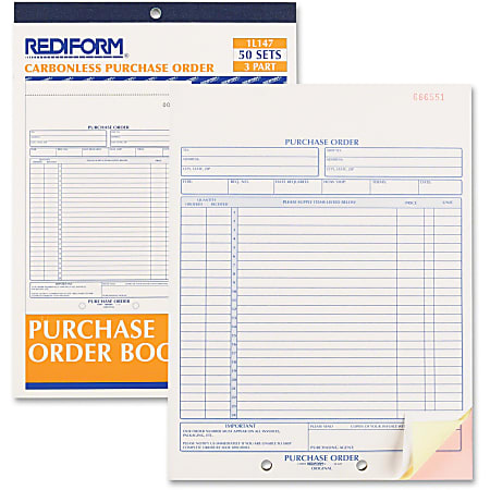 Rediform 2-part Carbonless Purchase Order Book - 3 Part - 8.50" x 11" Sheet Size - White, Canary, Pink - White Sheet(s) - 1 Each