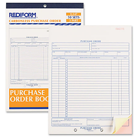 Rediform 2-part Carbonless Purchase Order Book - 3 Part - 8 1/2" x 11" Sheet Size - White Sheet(s) - 1 Each