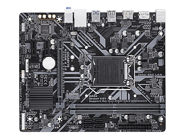 Gigabyte Ultra Durable H310M A 2.0 Desktop Motherboard - Intel Chipset - Socket H4 LGA-1151 - Micro ATX - Core i7 Processor Supported - 32 GB DDR4 SDRAM Maximum RAM - UDIMM, DIMM - 2 x Memory Slots  - 4 x SATA Interfaces)