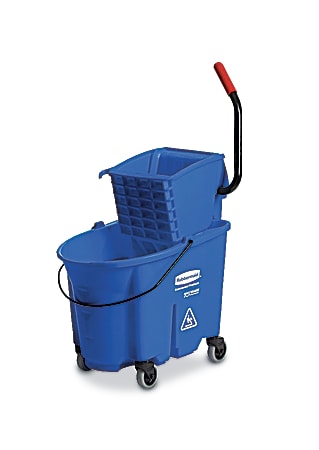 Rubbermaid Commercial Finish Mop Bucket w Wringer Hinged Lid Ergonomic  Design Handle 16.2 x 26.2 Blue 1 Carton - Office Depot