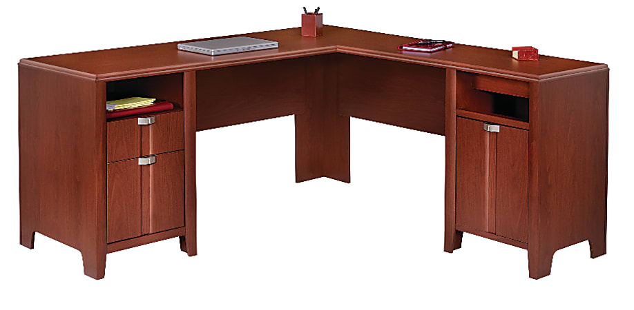 Realspace® Stedhall Computer Workstation Collection, L-Shaped Desk, 30"H x 66"W x 66"D, Walnut