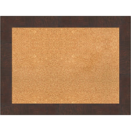 Amanti Art Non-Magnetic Cork Bulletin Board, 33" x 25", Natural, Wildwood Brown Wood Frame