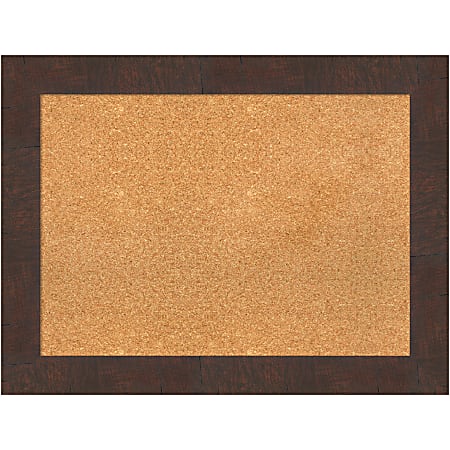 Amanti Art Non-Magnetic Cork Bulletin Board, 33" x 25", Natural, Wildwood Brown Wood Frame