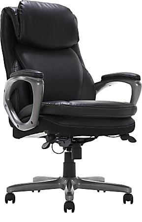Serta® Smart Layers™ Arlington AIR™ Bonded Leather High-Back Executive Chair, Black/Silver