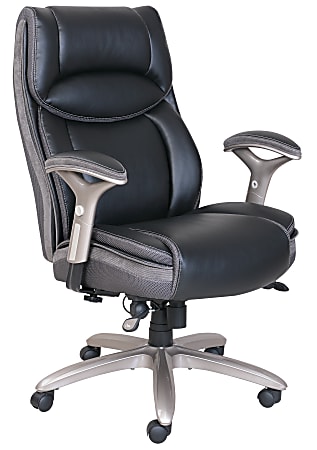 Serta® Smart Layers™ Jennings Big & Tall Ergonomic Bonded Leather High-Back Executive Office Chair, Black/Slate