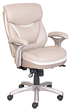 Serta® Smart Layers™ Verona Bonded Leather Mid-Back Manager Chair, Ivory