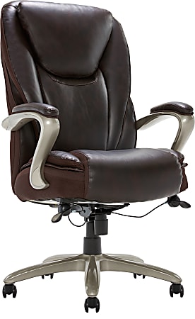 Serta® Smart Layers™ Hensley Big & Tall Ergonomic Bonded Leather High-Back Chair, Roasted Chestnut/Satin Nickel