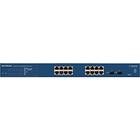 NETGEAR 16-Port Smart Managed Pro Switch, GS716T - 16 Ports - Manageable - 10/100/1000Base-T - 2 Layer Supported - 2 SFP Slots - 1U High - Rack-mountable, Desktop - Lifetime Limited Warranty