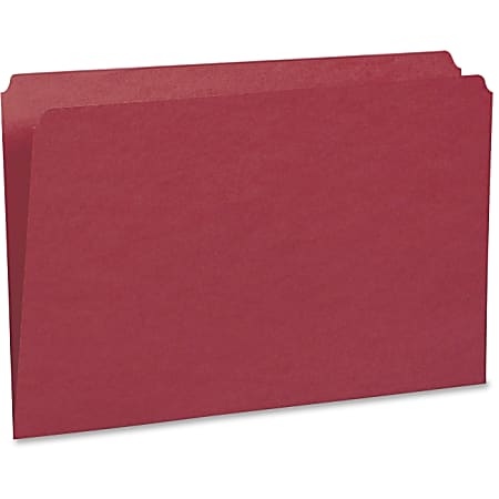 Smead Colored Folders with Reinforced Tab - Legal - 8.5" x 14" - Straight Tab Cut - 100 / Box - 11pt. - Red