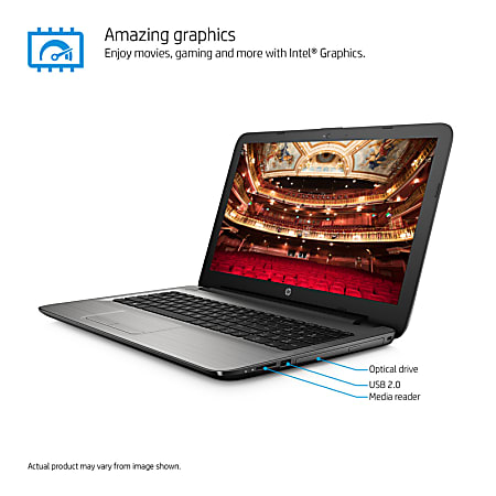 HP 15-ay052nr Laptop, 15.6" Screen, 6th Gen Intel® Core™ i3, 4GB Memory, 1TB Hard Drive, Windows® 10 Home