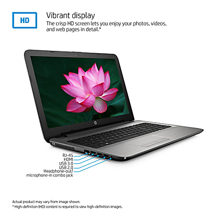 HP 15-ay052nr Laptop, 15.6" Screen, 6th Gen Intel® Core™ i3, 4GB Memory, 1TB Hard Drive, Windows® 10 Home