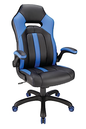 RS Gaming Bonded Leather High Back Gaming Chair BlueBlack - ODP