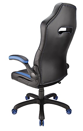 RS Gaming Bonded Leather High Back Gaming Chair BlueBlack Office Depot