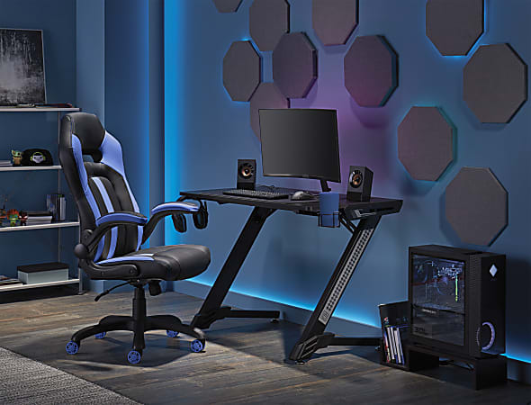 RS Gaming™ Bonded Leather High-Back Gaming Chair, Blue/Black