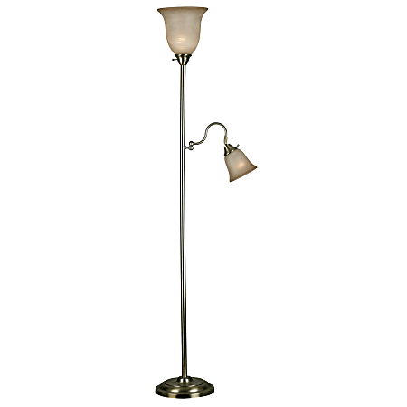 Kenroy Horton Torchiere Floor Lamp, 72"H, Vintage Brass
