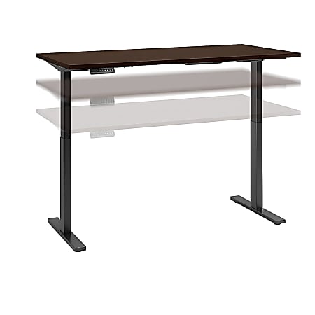 Bush Business Furniture Move 60 Series 60"W x 24"D Height Adjustable Standing Desk, Mocha Cherry/Black Base, Premium Installation