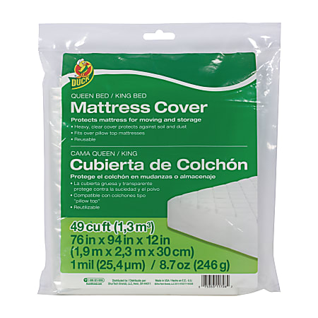 Duck® Mattress Cover, Queen/King, 76"H x 94"W x 12"D, Clear