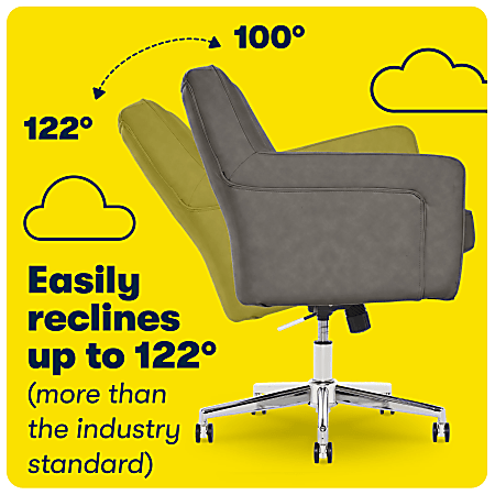 Serta Ashland Home Bonded Leather Mid Back Office Chair GrayChrome