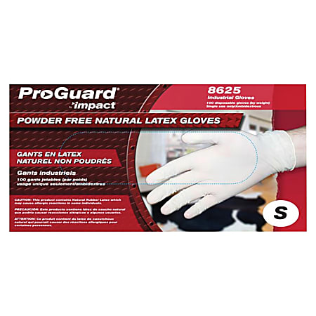 ProGuard Disposable Latex Powder-Free General Purpose Gloves, Small, Box Of 100