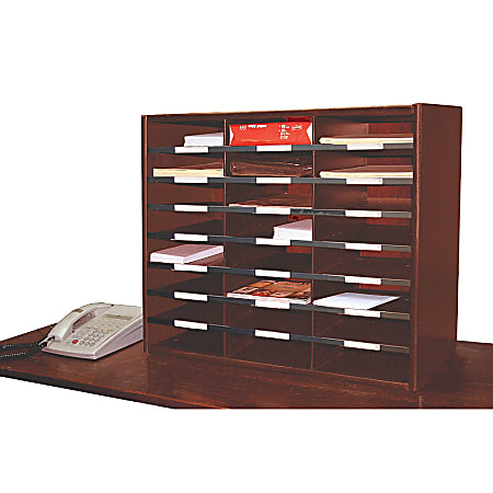 Concepts In Wood Literature Organizer, 24 Compartments, Cherry