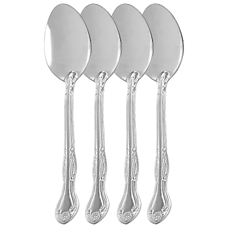 Gibson Home Abbie 4-Piece Stainless Steel Dinner Spoon Set, Silver